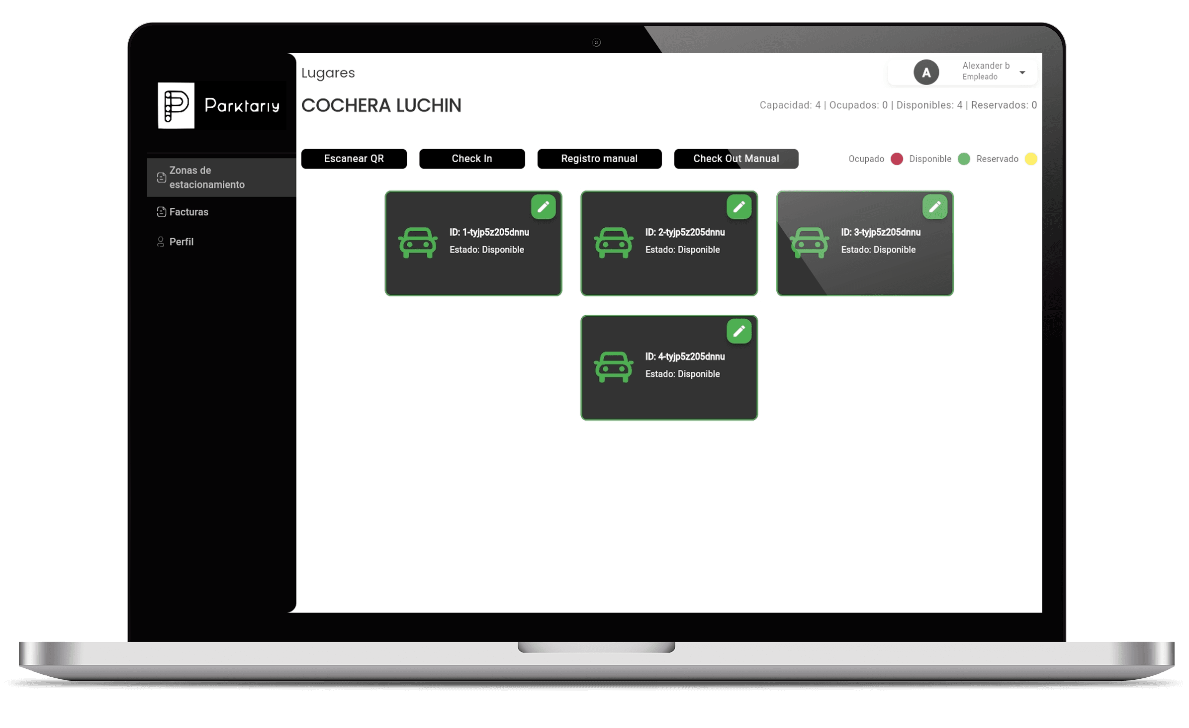 Sistema de administración de estacionamientos